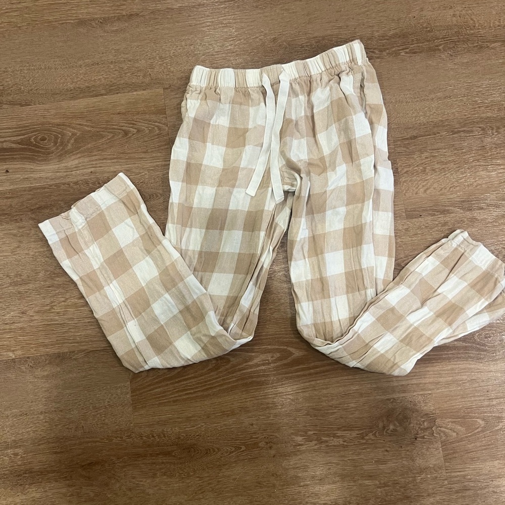 Old Navy Tan and White Checkered Pajama Pants